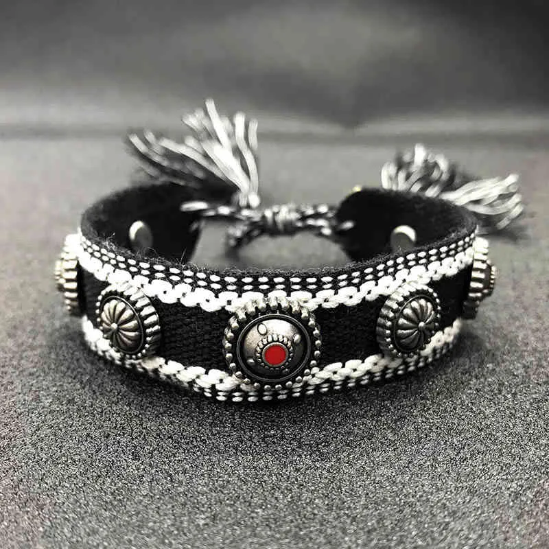 Marca Fateama, hermosa pulsera de remache trenzado de hilo de algodón mezclado para todas las joyas populares poper, el mejor regalo