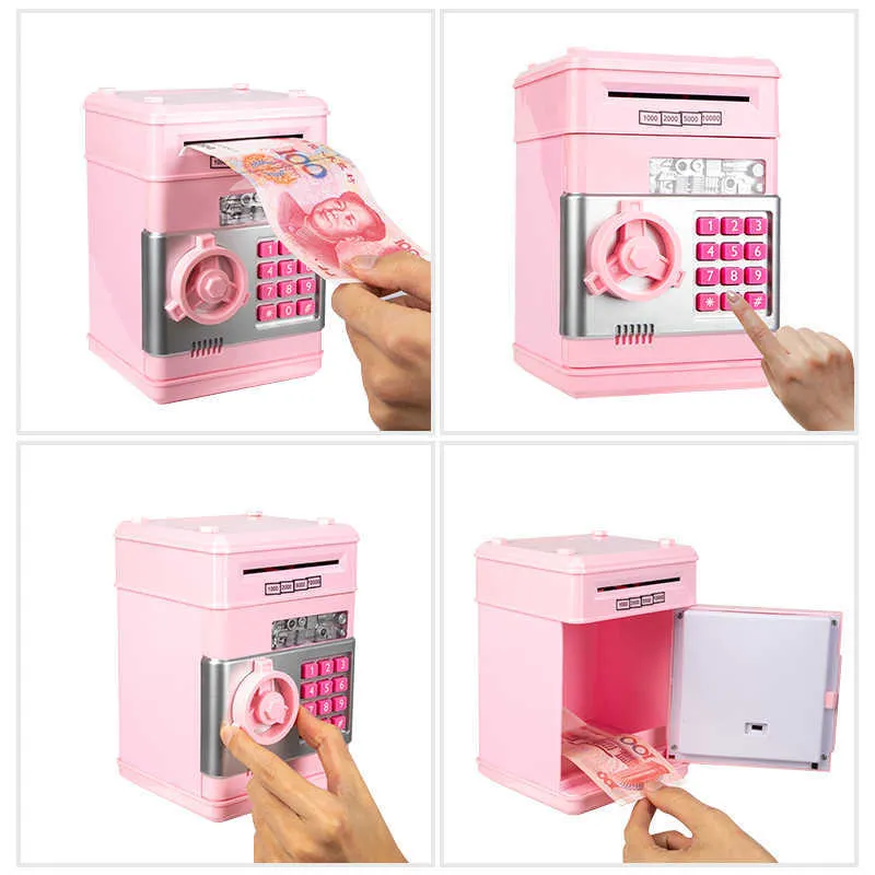 Elektronische Piggy Bank ATM -wachtwoord Money Box Cash Coins Saving Box ATM Bank Safe Box Automatic Deposit Kerstcadeau X0756666529