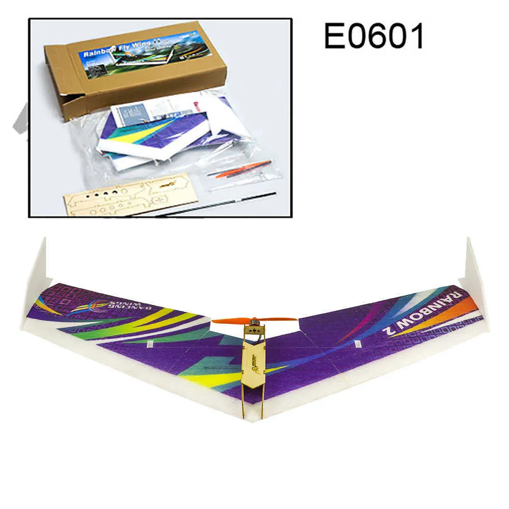 E0601 Rainbow II 1000mm Wingspan RC Airplane Delta Wing-Pusher Flying RC Aircraft Toys Abs for Kids DIY طائرة ألعاب 211026