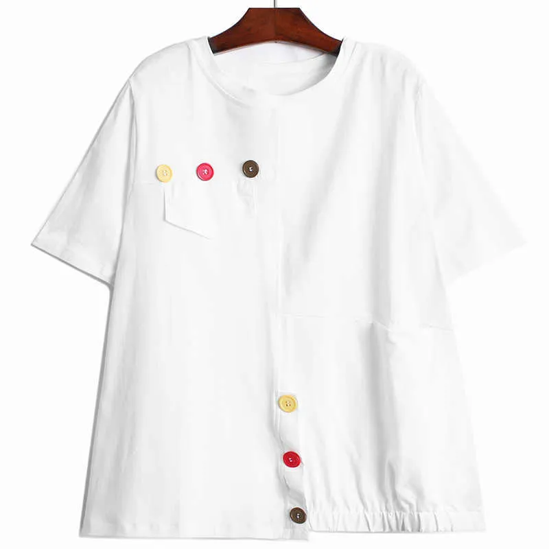 VANOVICH Round Neck Short Sleeve T-shirt Female Summer Cotton Wild Casual Ladies T Shirts Collar Women Clothing 210615