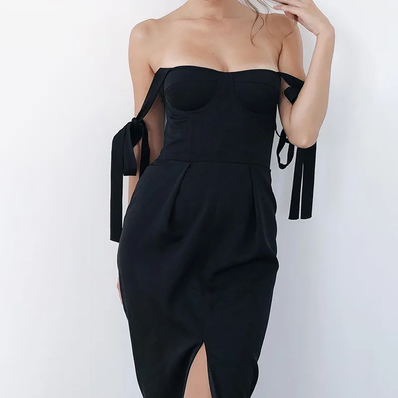 Y2K Off Ramię Bandaż Biały Maxi Sukienka Dla Kobiet Wieczór Party Trend Halter Backless Sexy Eleganckie ubrania gotyckie 210517