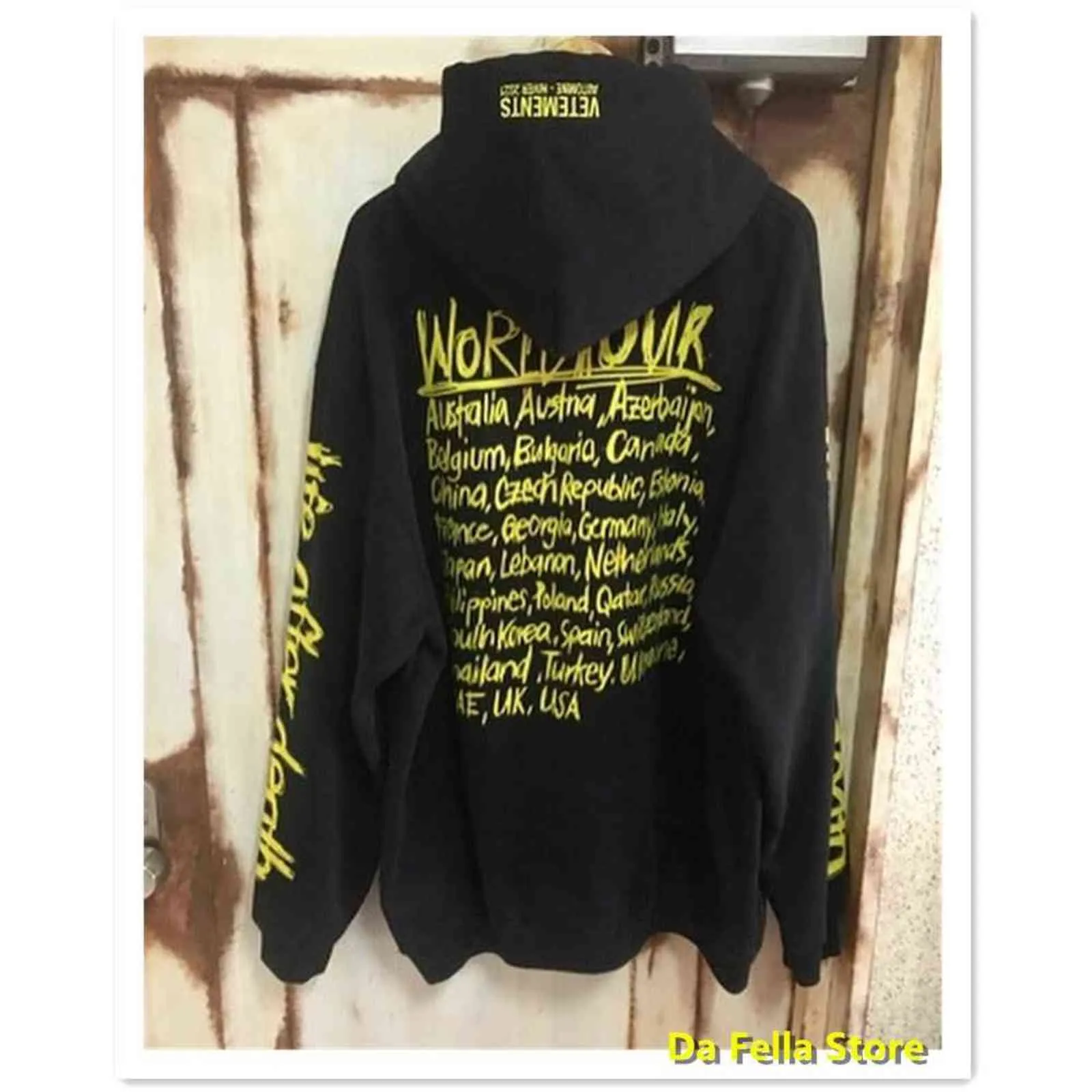 VETEMENTS Black World Tour Hoodies Männer Frauen Gelb CITY Text gedruckt Vetements Hoodie Sleeve Life After Death Sweatshirts Y1201