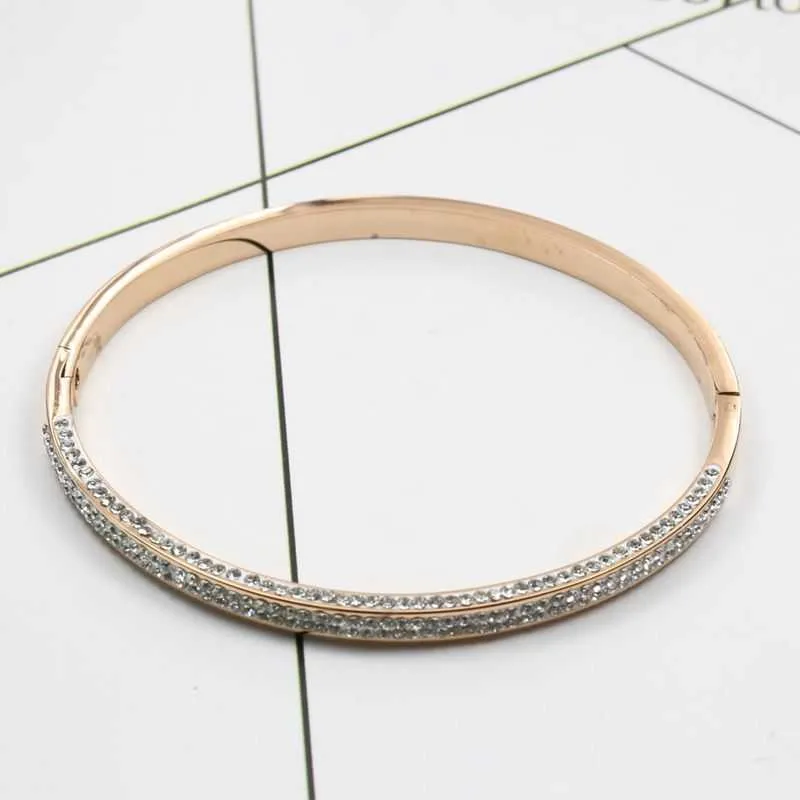 2021 Vente en gros Bracelet de créateur en acier inoxydable pour femmes Rose Gold Mi Band 4 Bracelets en cristal Bijoux à la mode Q0719