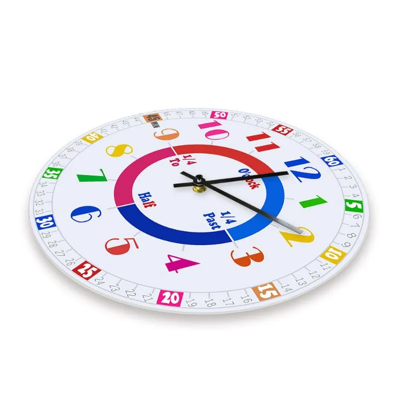 Настенные часы, показывающие время, обучающие часы для домашнего обучения, детского сада, красочные цифры, образовательный художественный декор, тихий Sweep317y