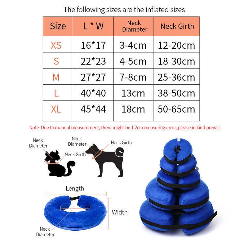 Collare cani Cucciolo gonfiabile protettivo Collana anti-morso Gatti Pet Recovery Neck Soft Blowing Ring Prodotti animali domestici 210712