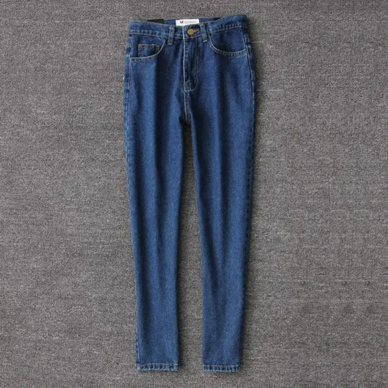 Jeans boyfriend da donna vintage donna mamma pantaloni a matita casual blu a vita alta pantaloni denim streetwear coreani 220310