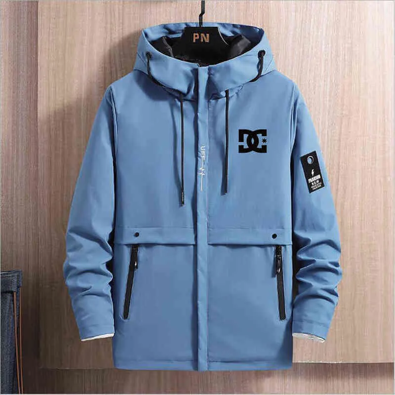 DC Spring Autumn Letter Printed Hoodie Men's Casual Loose Korean Brand Fashion Simple Jacket 211214