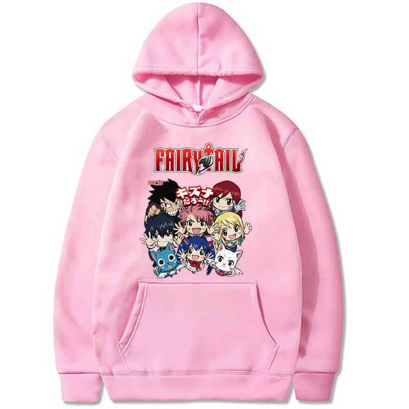 Harajuku Fairy Tail Sweats à capuche unisexe japonais Anime imprimé sweat à capuche pour hommes Streetwear pulls décontractés H1227