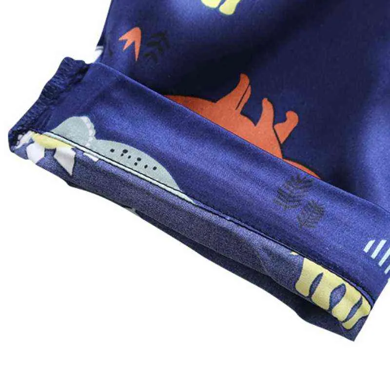 Pigiama bambini Dinosaur Print Nighdress Baby Boy Girls Sleepwear Button T Shirt Shorts Set Abiti Toddler 211109