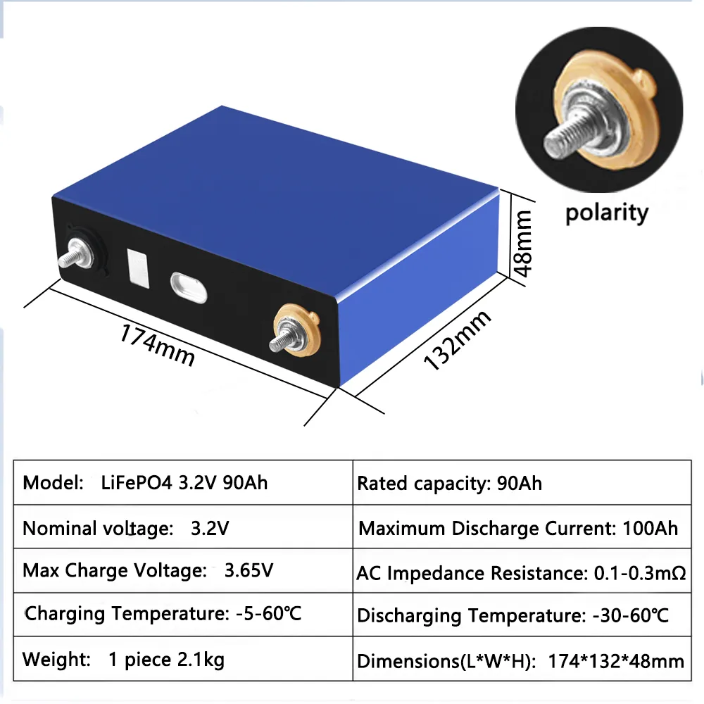 LiitoKala CATL 3.2V 90Ah LiFePO4 batteria può 4S 12V 24V 3C 270Ah Litio-ferro fosfato VR Energia solare Batteria auto