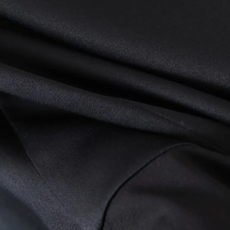 Chic Woman Black Satin Shoulder Pad Shirt Bodysuits Spring Fashion Soft Base Female Elegant Button 210515