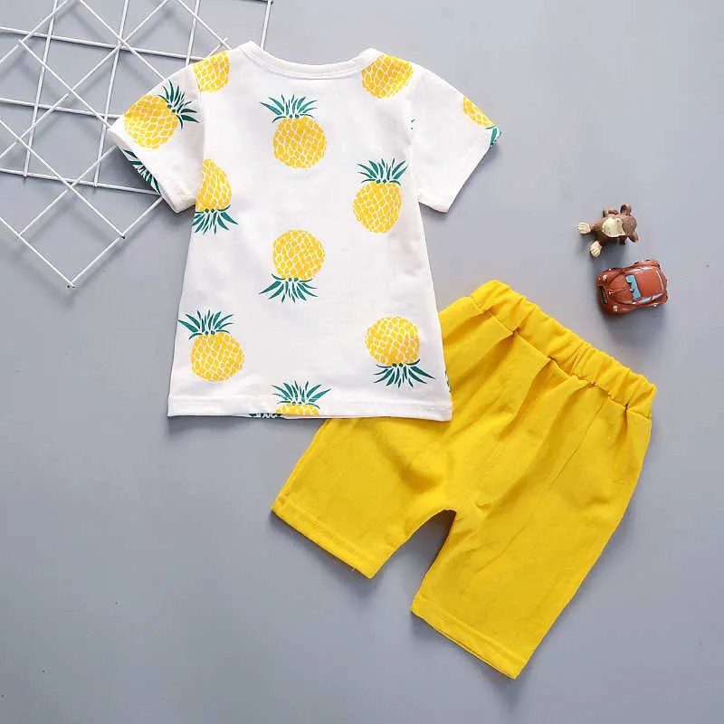 Summer Boys Clothing Set Casual Pineapple Short-sleeved T-Shirt + Pants Suit Baby Kids Clothes Children's 210625