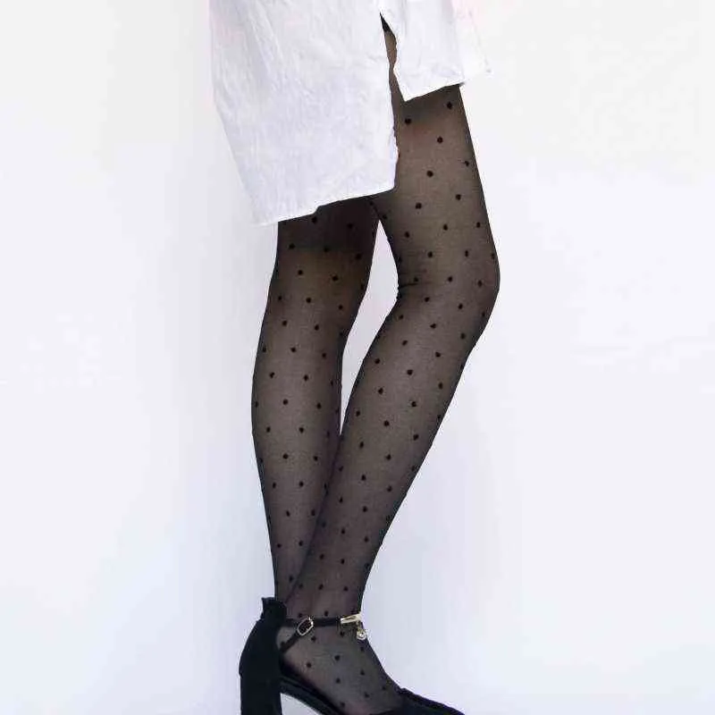 Sexy Women Pantyhose Summer Nylon Heart Print Tights Stockings Step Foot Seamless Fishnet Mesh Dot Print Black Y1130