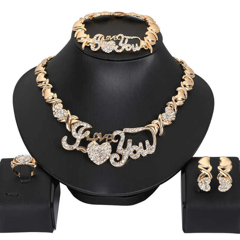 Nigerian Beads Wedding Jewelry Set Bridal Dubai Gold Color Jewelry Sets African Beads Necklace Bracelet Jewelry Set 210619265H