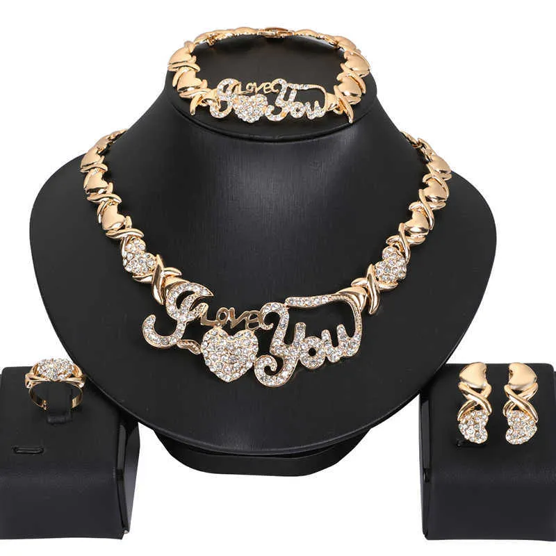 Perles nigérianes ensemble de bijoux de mariage mariée Dubai couleur or ensembles de bijoux perles africaines collier Bracelet ensemble de bijoux 210619