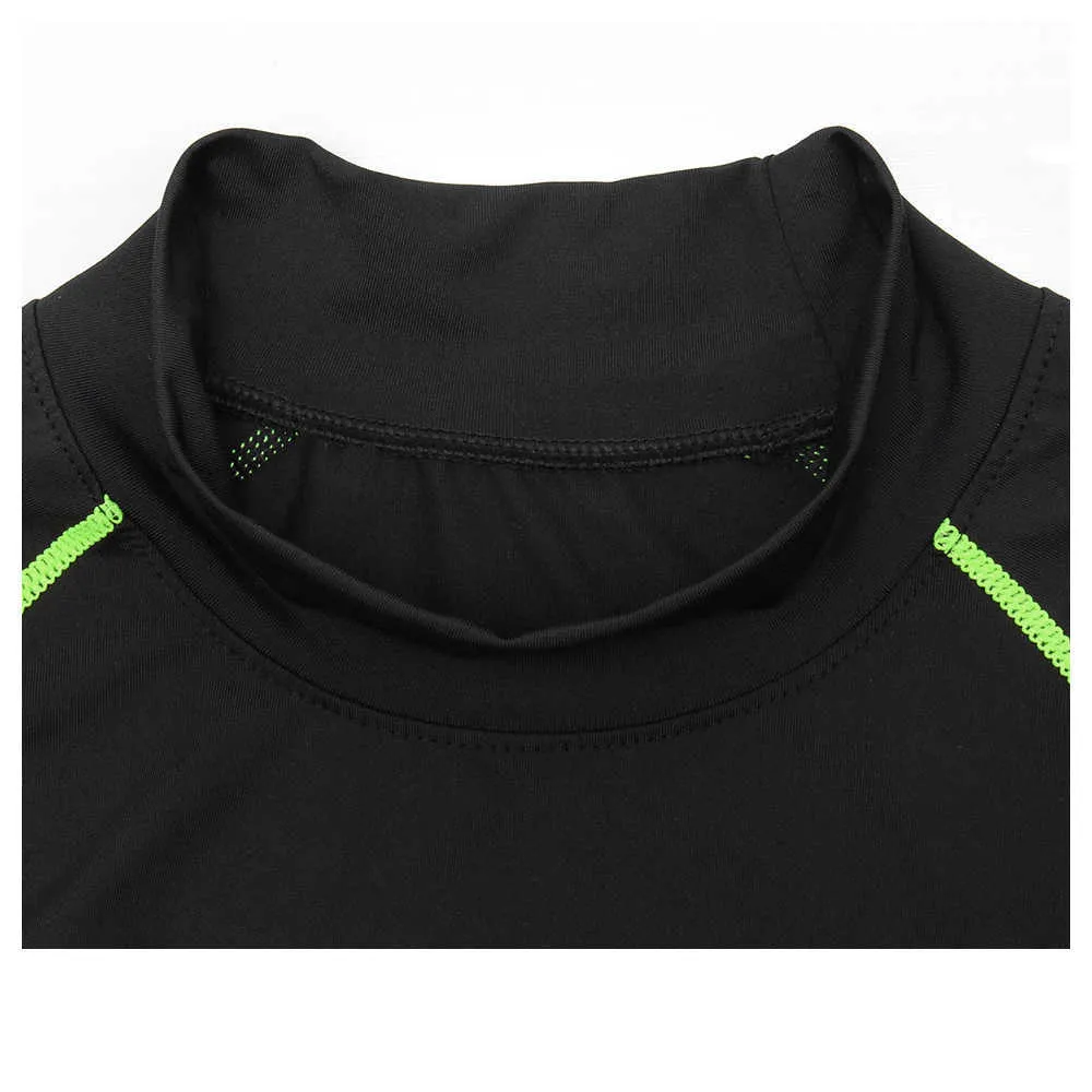 Koszulki ściskające High Collar Mężczyźni Kulturystyka Sportowa Koszulka Koszulka Z Długim Rękawem Top Siłownie T Shirt Fitness Tight Rashgard 210629