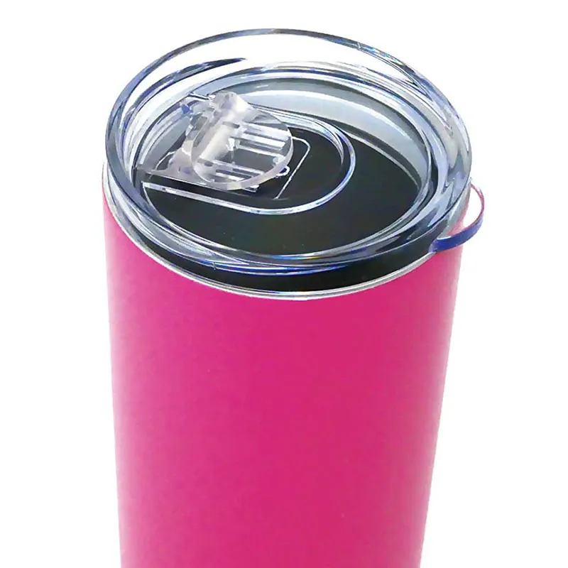 20oz Stainless Steel Skinny Tumbler With Lid Straw Skinny Cup Wine Tumblers Mugs Double Wall Vacuum Insulated Cup Water Bottle 210409