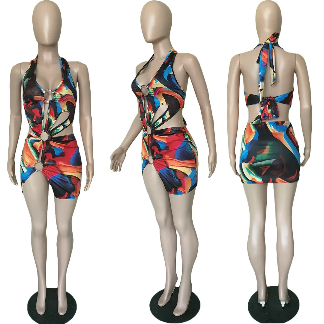 Mulheres Swimwear colorido impressão vestido de maiô fashion feminino terno de banho especialista designat mais Último estilo status original