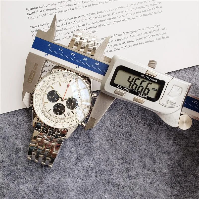 Luxe herenhorloge 47 mm ultragrote wijzerplaat 316L Boutique stalen horlogeband waterdichte Whiteface eeuwenoude horloges239M