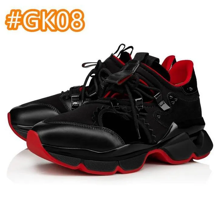 مصمم أحذية رياضية الرجال الأحمر برشام المدربين جلد موضة حذاء كاجوال مدرب أسود شقة الجوارب أعلى أحذية رياضية الأحذية مع صندوق حجم 40-46
