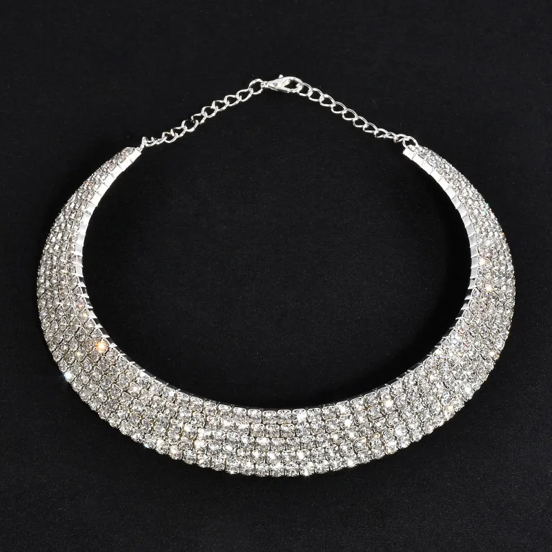 Rhinestone Choker Halsband Torques Collar Kvinnor Uttalande Smycken Tjej Imitation Pärlor Halsband 5 stilar Y0420