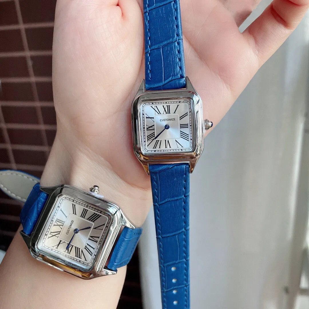 28 мм 32 мм знаменитые пары Римские номера часы серебряные нержавеющие стали кварцевые наручные часы для женщин мужчины геометрические квадратные часы