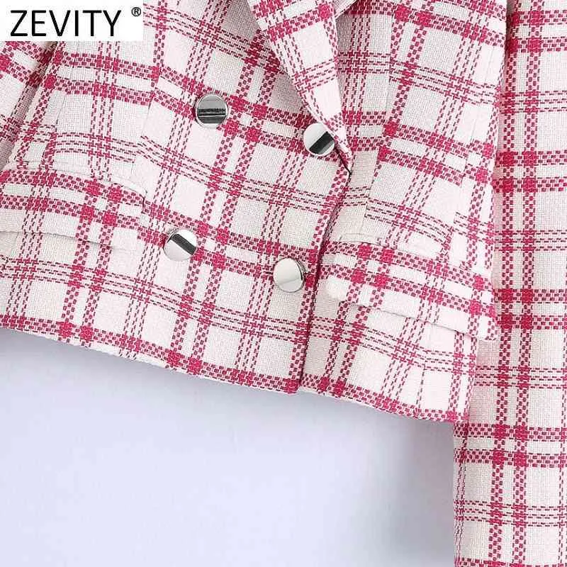 Women Vintage Red White Check Plaid Print Blazer Coat Office Ladies Long Sleeve Notched Suits Female Chic Tops CT710 210420