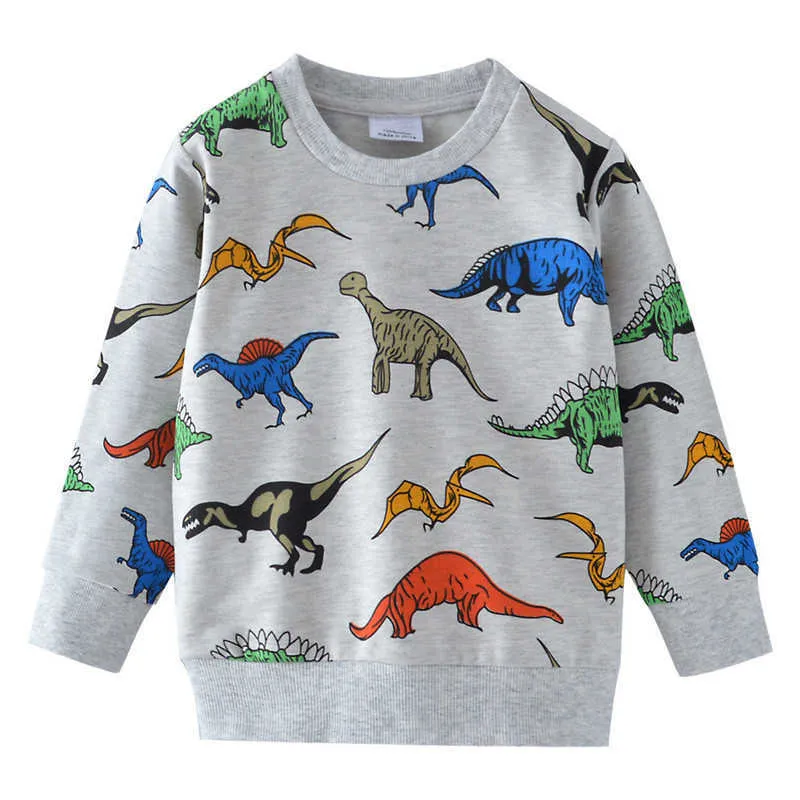 점프 미터 어린이 공룡 스웨터 면화 겨울 가을 아기 소년 소녀 T 셔츠 모든 인쇄 동물 소년 210529