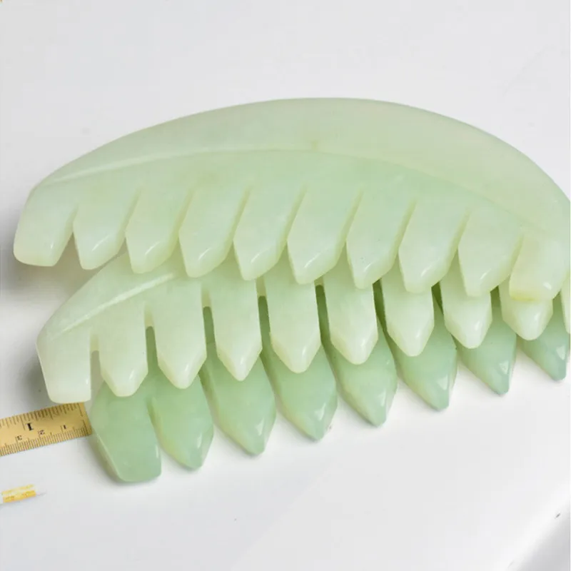Jade Massage Comb Head Massager Hair Brush Gua Sha Board Stone Body Brushs Scalp Massaging Meridian Treatment5569794
