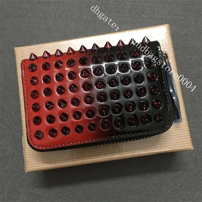 Fashion leather mens and womens Coin Purses high quality wallet classic daily zipper short rivet red shoes wallets trend Leisure B2916