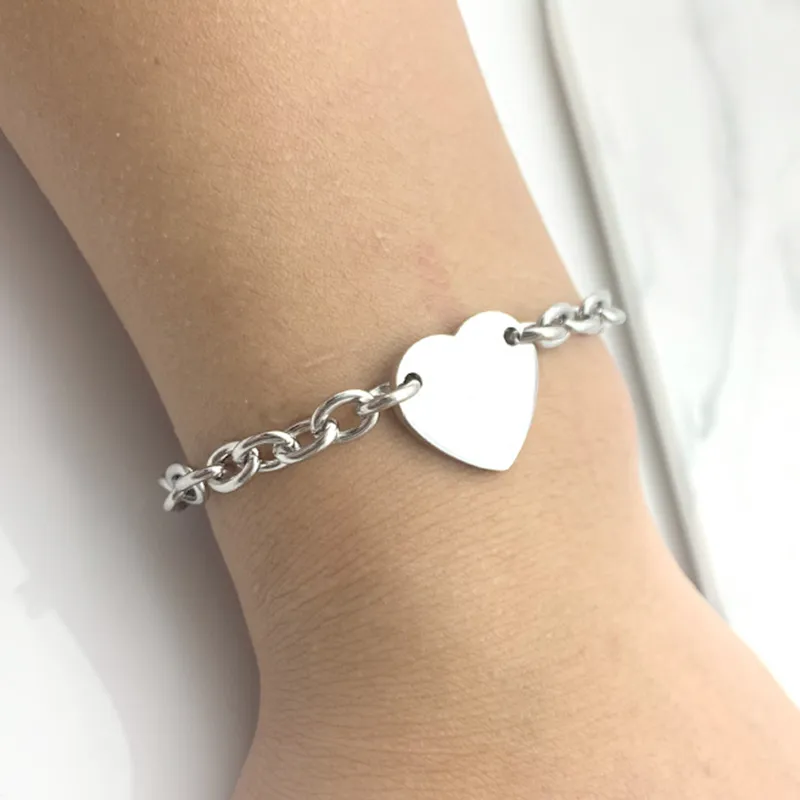 round heart bracelet women stainless steel fashion chain on hand A set of packaging couple jewelry Gift for girlfriend Valentine Day wholesale