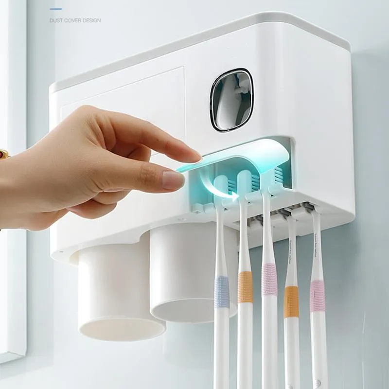 GESE Adsorption magnétique Ensemble inversé Porte-brosse à dents Distributeur automatique de presse-dentifrice Support de rangement Accessoires de salle de bain202y