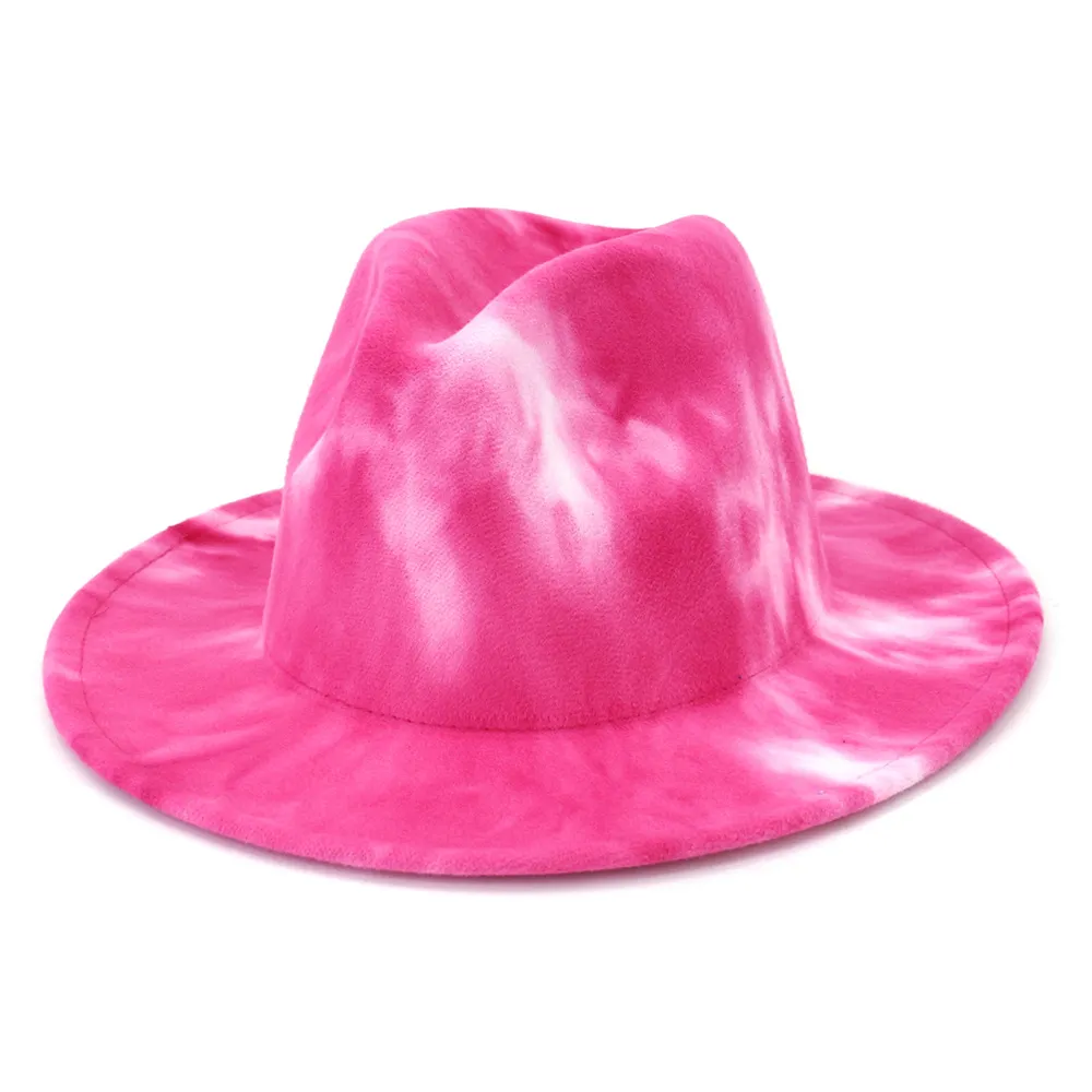 Jesień zimowych mężczyzn Kobiety Nowe dwukolorowe wełniane wełny Fedora Hat Panama w stylu szerokie brzegi jazzowe czapkę goth top vintage ślub hat187w