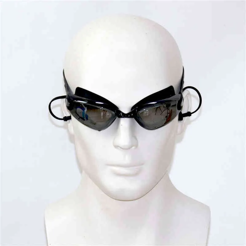 Hot Summer Black Plated Swimming Goggles Earplug Professional Adult Silicone Swim Cap Pool Glasses Anti Fog Men Women Eyewear Y220428