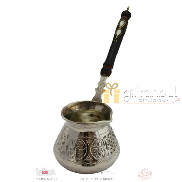 Türkisches traditionelles Design Kupfer handgefertigt mit Griff mit Inlays Kaffeekanne Ottomane Arabische Kaffee Espresso Töpfe 210408