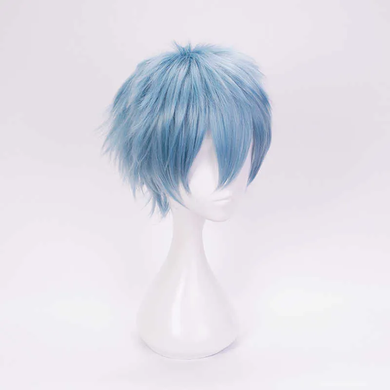 Anime mon héros académique Shigaraki Tomura Cosplay perruque courte bleue Boku pas de cheveux en Fiber résistant à la chaleur + casquette Y0913