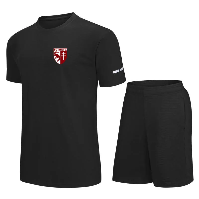 Мужские тренировочные спортивные костюмы Football Club de Metz, быстросохнущая футбольная рубашка с короткими рукавами и логотипом, уличные футболки238N