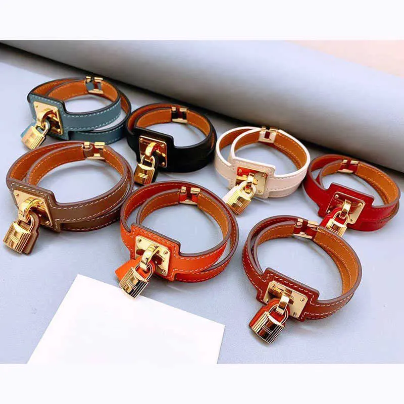 2021hot Famous Brand Real Leather Lock Bracelet for Women the Best Gift Q0720