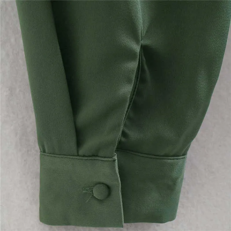 Za vintage zielony sznurowany mini sukienka kobiety z długim rękawem Regulowany przedni sznurek sukienki kobieta plisowana sukienka wiosna 210602