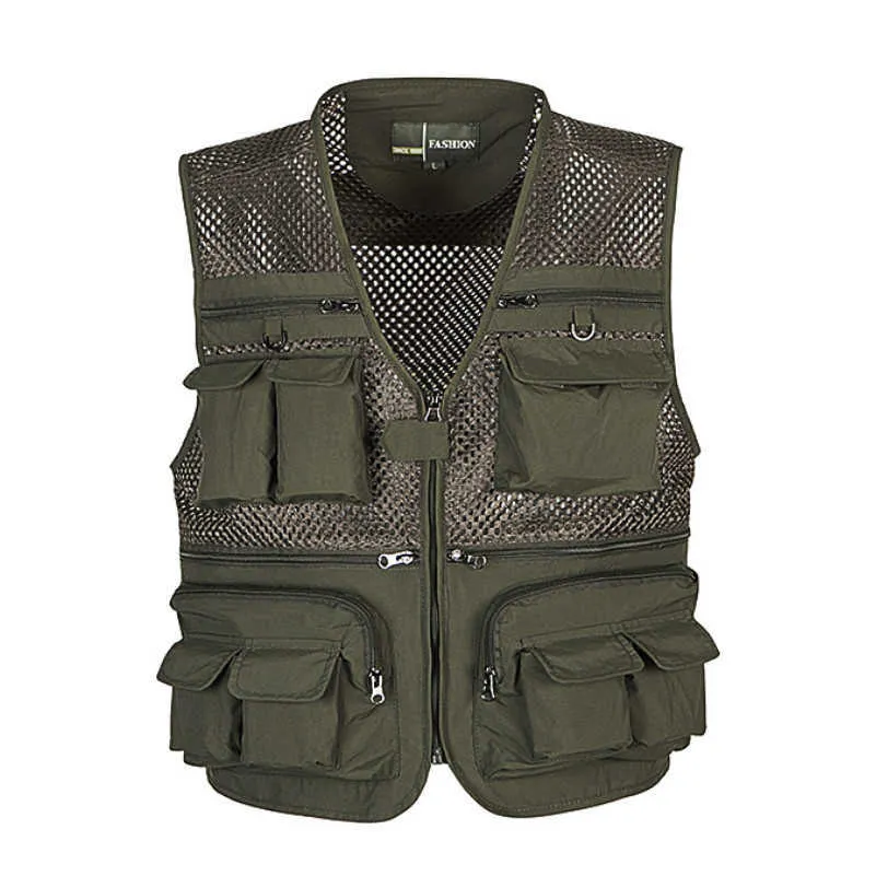 Descarregando o colete masculino tático webbed engrenagem casaco verão póstico waistcoat ferramenta muitos bolso malha work sem mangas jaqueta macho 211019