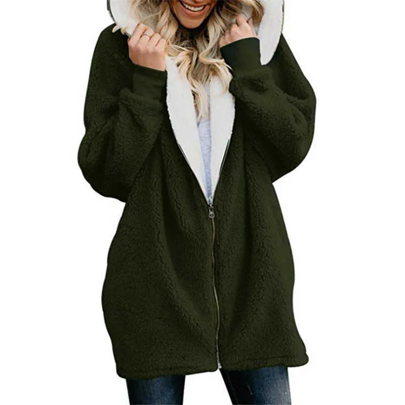 Lamb velvet hooded women long winter jacket autumn and plus size 5XL warm outwear coat female 210922
