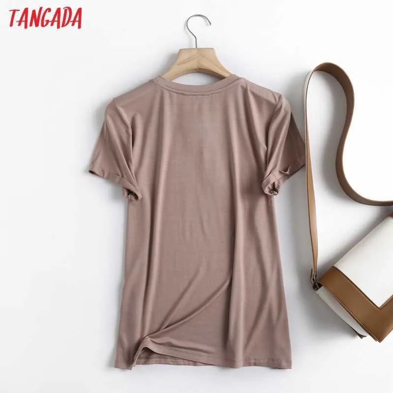 Tangada Summer Women Stampa T-shirt in cotone vintage T-shirt di alta qualità Ladies Casual Tee Street Wear Top 6D36 210623