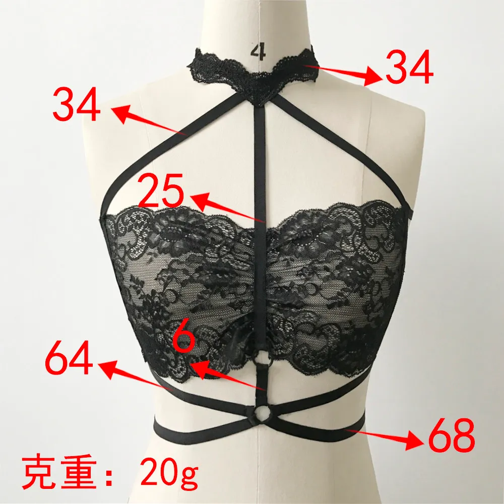 Sexy Frauen Käfig BH Halfter Spitze hohl Riemchenschuppen -up Bra Crop Top Bustier Backless Unterwäsche Ropa Interior de Encaje Porno3805446