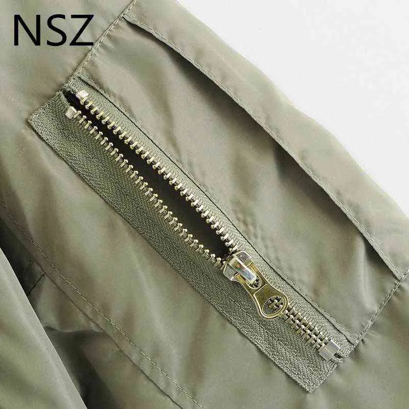 NSZ Parka trapuntato invernale oversize da donna verde militare imbottito bomber giacca cappotto da baseball crop top capispalla corto di grandi dimensioni 211221