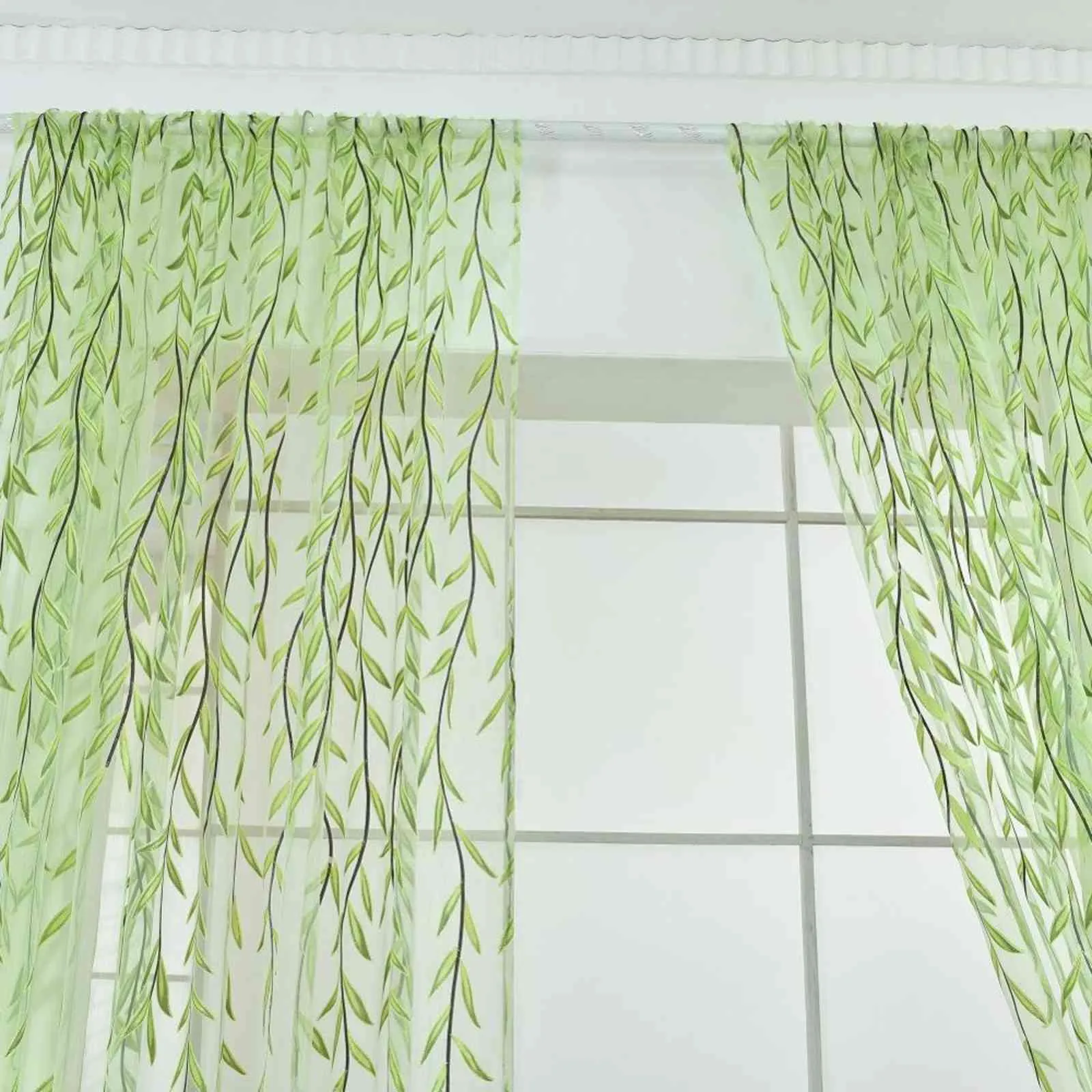 Rideau transparent en osier pour fenêtre française, Style pastoral, imprimé de fleurs, en gaze, pour salon, chambre à coucher, décoration de la maison, 273v