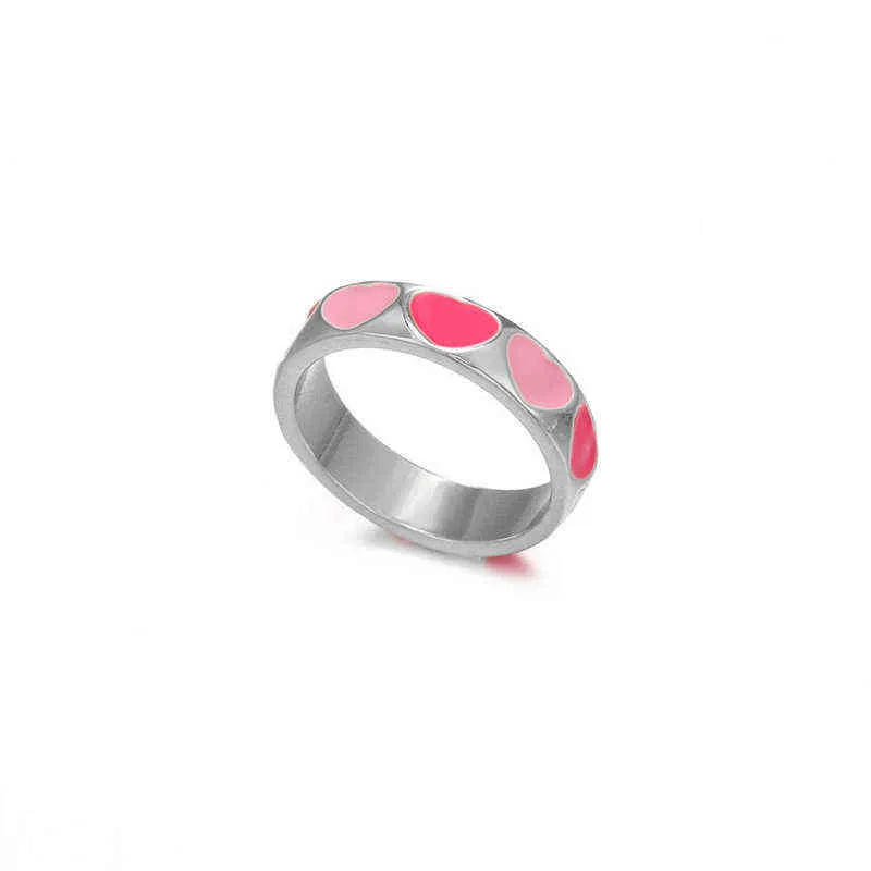 Multicolor Alloy Błyszczący Oil Kropla Love Heart Ring Serce Słodkie Śliczne Pierścienie Dla Kobiet Dziewczyny Moda Biżuteria Prezent G1125
