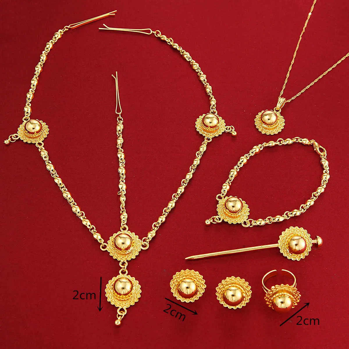 Habesha Ethiopia Style 24K Gold Color Eritrea Easter Trendy Women Jewelry Set H1022