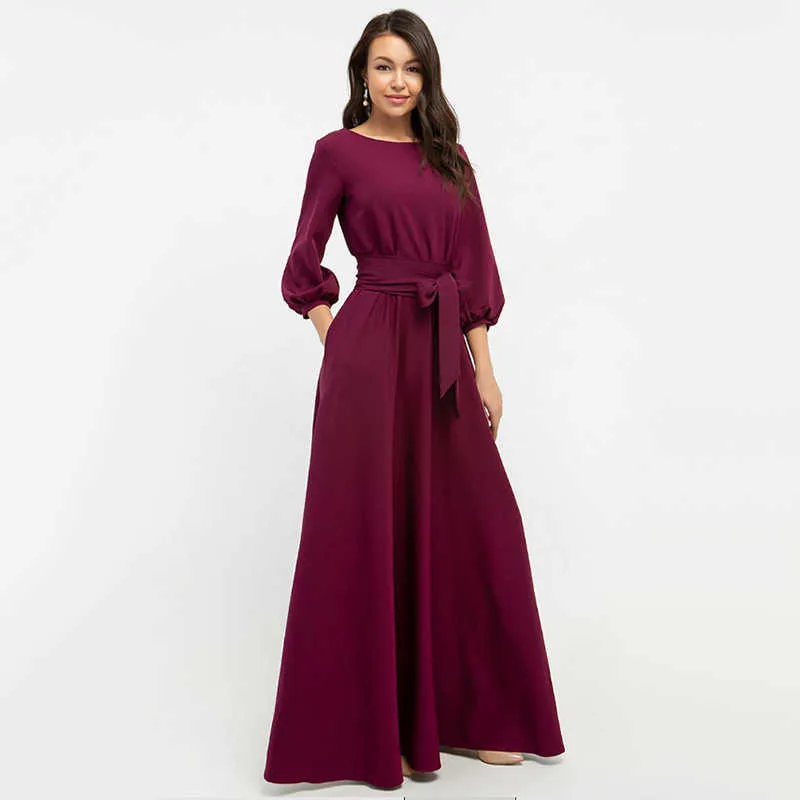 Kvinnor Klänning Lantern Sleeve Bandage Maxi Temperament Party Es Wrist Plus Size Vintage ES 210524