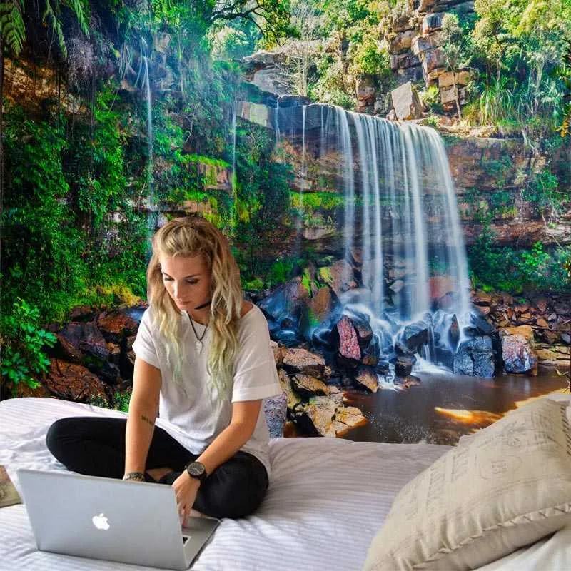 Spectacular Waterfall Landscape Tapasches Mur pour la maison Déco Livrage chambre grande taille 210609