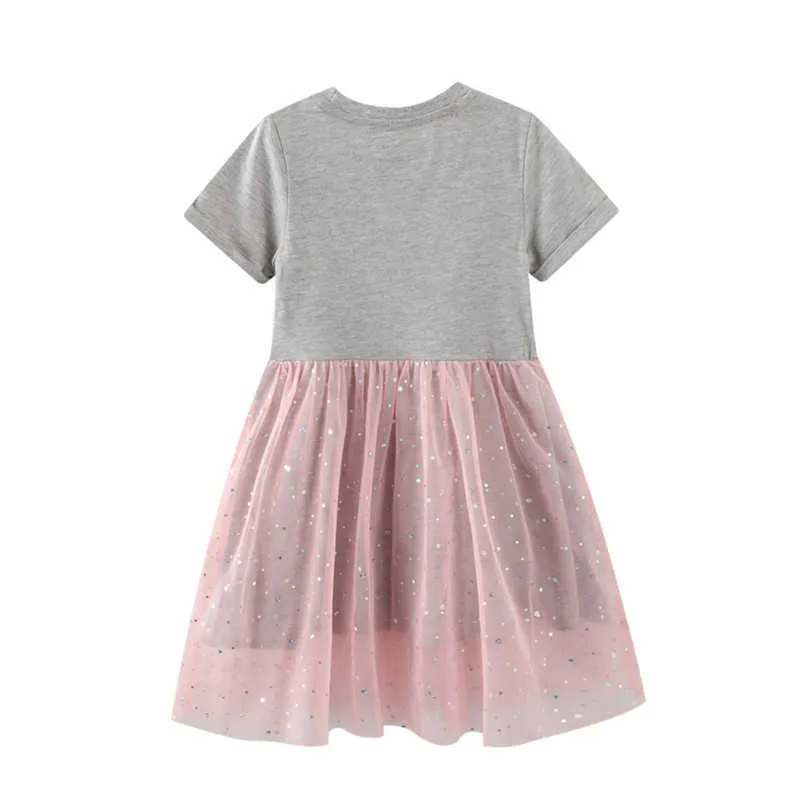 Jumping Meters Summer Princess Girls Dresses Tutu Mesh Party Baby Frock Children's Clothes Fashion Beading Ice Cream Dress 210529